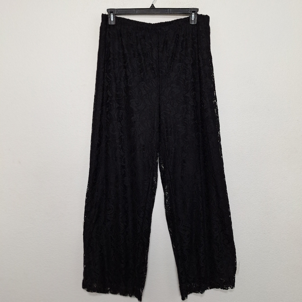 Collections Etc. Vintage Black Lace Whimsigoth Witchy Wide Leg Pants Size XXL